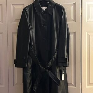 New BLACK Leather coat